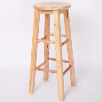  Q52 Барный стул из массива дерева, барный стул из массива дерева, высокий стул для молочного чая, дубовый табурет-стремянка