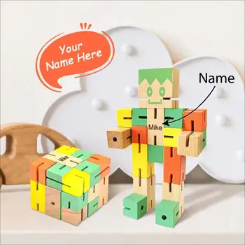  Деревянная игрушка-робот-трансформер Волшебный квадрат Обучающая Интеллектуальная игрушка Робот-трансформер Куб Подарки для раннего обучения для детей