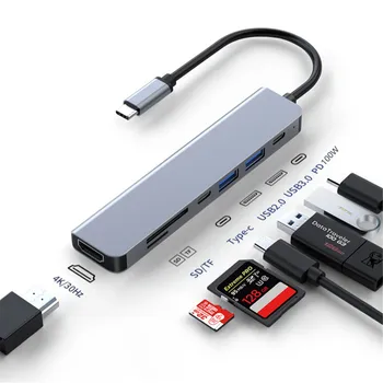 MZX 7 в 1 USB-Концентратор-Концентратор HDMI-Совместимая Док-Станция Type C Адаптер-Разветвитель 3 0 2,0 3,0 Док-Станция-Удлинитель для Портативных ПК