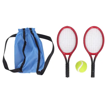  Теннисная ракетка для кукольного домика, миниатюрная теннисная ракетка в масштабе 1: 12, сделай сам с сумкой для хранения для детей