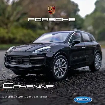  Внедорожник WELLY 1: 24 Porsche Cayenne Turbo, автомобили из сплава, металлические модели автомобилей, миниатюрные модели автомобилей, игрушки для детских подарков