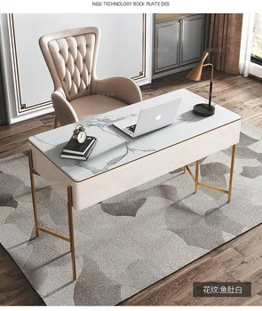  Итальянский легкий роскошный письменный стол с каменной доской, офисный домашний современный простой компьютерный стол, модель кабинета, комбинация письменных столов