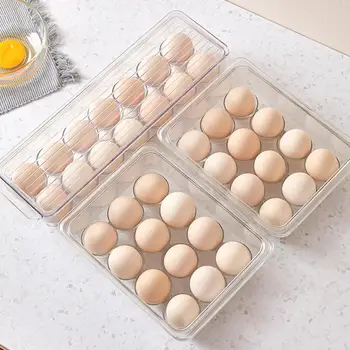  Прозрачный контейнер для яиц Контейнер для хранения в холодильнике Лоток для яиц с 14 сетками Прозрачный контейнер для яиц для дома офиса и общежития
