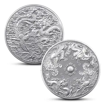  Новое индивидуальное процветание, принесенное Серебряной монетой с драконом и Фениксом, традиционная китайская культура, Счастливая памятная медаль