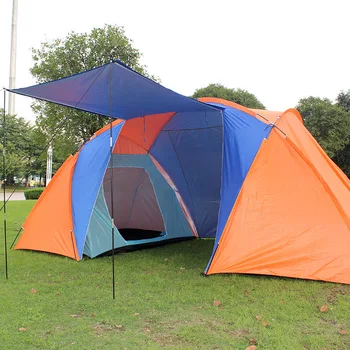  Семейная палатка для кемпинга на 3-4 человека, Пляжная палатка для защиты от солнца, двухслойная палатка для кемпинга на открытом воздухе для нескольких человек