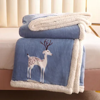 Новое теплое одеяло из шерсти ягненка из шерсти Фараи зимой, утолщенное теплое стеганое одеяло, покрывало двойного назначения, одеяла для кроватей