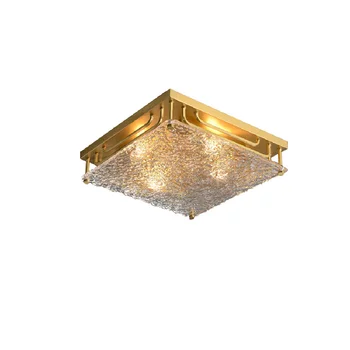  Роскошный Стеклянный потолочный светильник с водной рябью, Великолепная люстра из меди, установленная на поверхности, светодиодные светильники с необычным абажуром