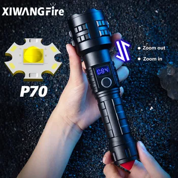  Светодиодный мощный фонарик P70 с Телескопическим зумом Факел Аварийного освещения USB Аккумуляторная батарея емкостью 4500 мАч Водонепроницаемый Фонарь