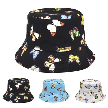  Двусторонняя рыбацкая шляпа с красочным принтом бабочки, внешняя торговля, весенне-летние каникулы, досуг, плоская экипировка, большие шляпы