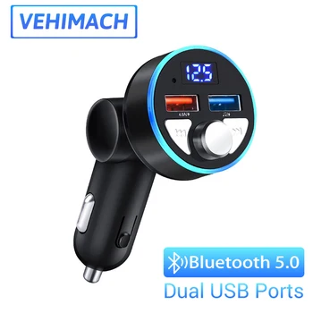  Автомобильный FM-передатчик Bluetooth 5.0 Аудиоприемник громкой связи 4.8A Быстрое автомобильное зарядное устройство Автоматический MP3-плеер светодиодный дисплей вольтметра