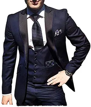  Темно-синий мужской свадебный костюм из 3 предметов, приталенный, большой и высокий Деловой однобортный жилет, костюм, официальная одежда Terno Masculino